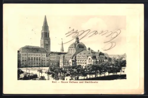 AK Kiel, Neues Rathaus und Stadttheater