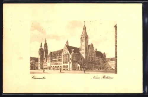 Künstler-AK Chemnitz, Neues Rathaus