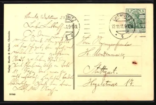 Künstler-AK Chemnitz, Neues Rathaus