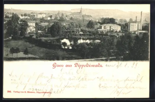 AK Dippoldiswalde, Ortspartie mit Kirche