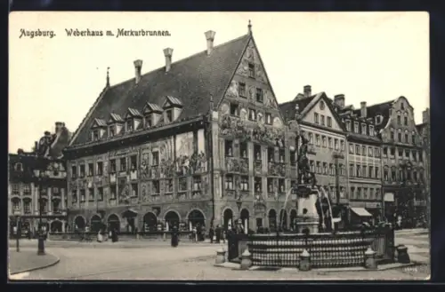 AK Augsburg, Weberhaus mit Merkurbrunnen