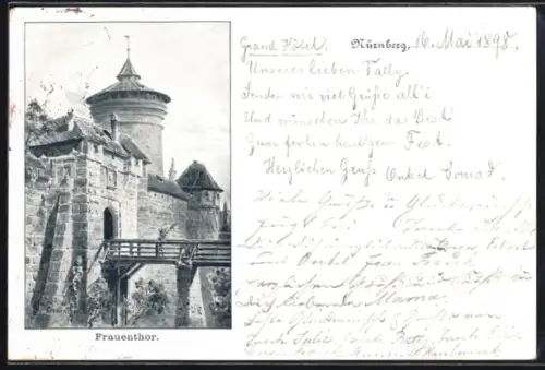 Künstler-AK Nürnberg, Frauentor mit Brücke