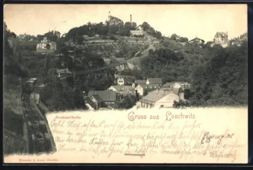 AK Dresden-Loschwitz, Drahtseilbahn, Ortsansicht
