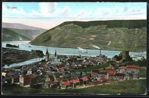 AK Bingen / Rhein, Teilansicht mit Kirche