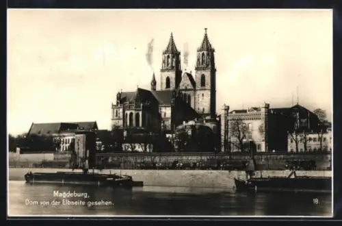 AK Magdeburg, Dom von der Elbseite gesehen