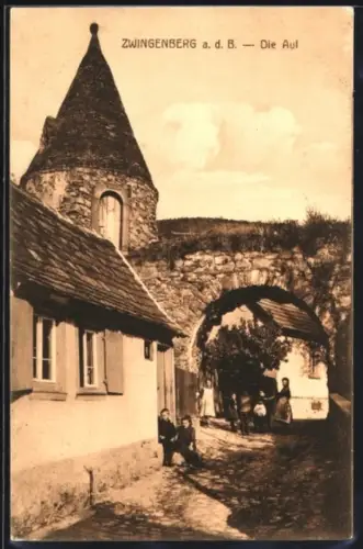 AK Zwingenberg a. d. B., Kinder in der Aul-Strasse