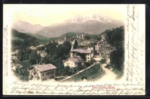 AK Berchtesgaden, Ortsansicht mit Alpenpanorama