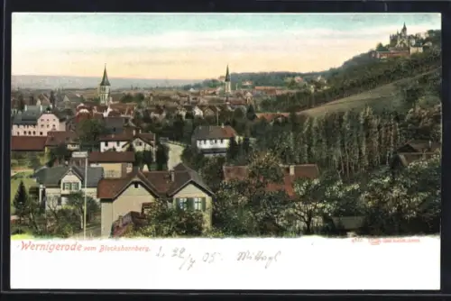 AK Wernigerode / Harz, Totale vom Blockshornberg aus gesehen