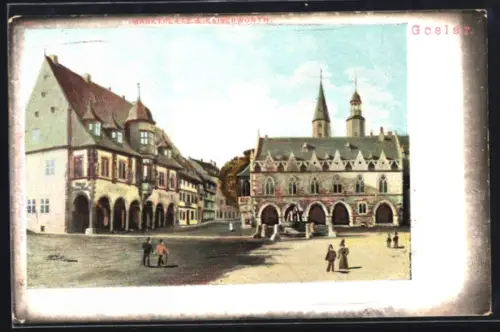 Künstler-AK Goslar, Marktplatz & Kaiserworth