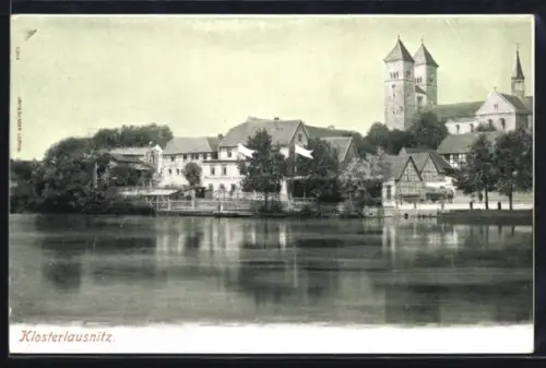 AK Bad Klosterlausnitz, Ortsansicht mit Blick auf das Kloster