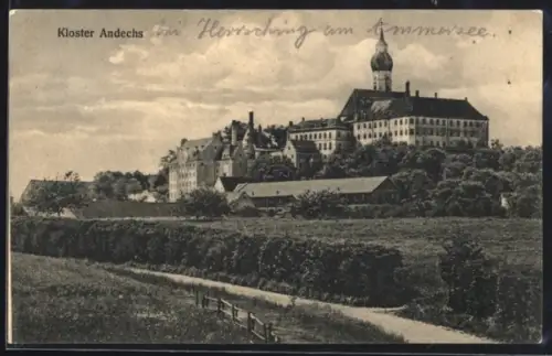 AK Andechs, Blick zum Kloster