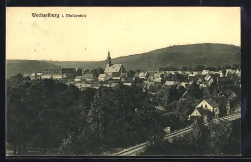 AK Wechselburg, Blick über die Dächer