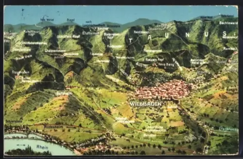 AK Wiesbaden, Ortsansicht mit umgebung