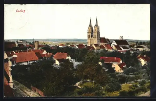 AK Oschatz, Teilansicht mit Kirche