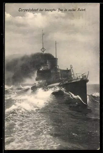 AK Torpedoboot bei bewegter See in voller Fahrt, Kriegsschiff