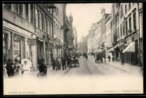 AK Lübeck, Breitestrasse mit Geschäften