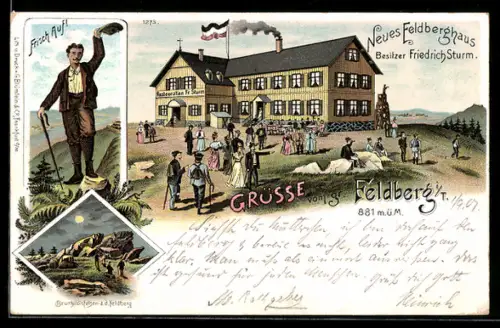 Lithographie Feldberg / Taunus, Gasthof Feldberghaus von Friedrich Sturm