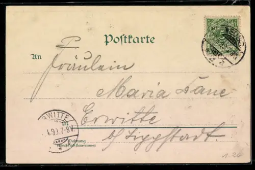 Lithographie Neuss, Münster, Kriegerdenkmal, Rathaus