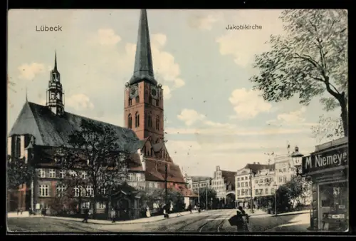 AK Lübeck, Jakobikirche, Strassenansicht