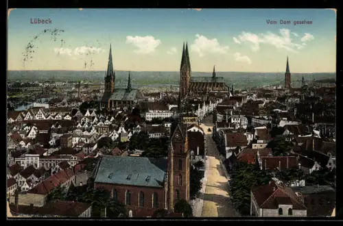 AK Lübeck, Stadtansicht vom Dom gesehen