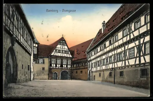 AK Bamberg, Domgasse, Fachwerkhäuser