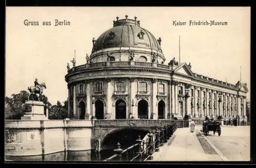 AK Berlin, Kaiser Friedrich-Museum, Brücke, Reiterstandbild