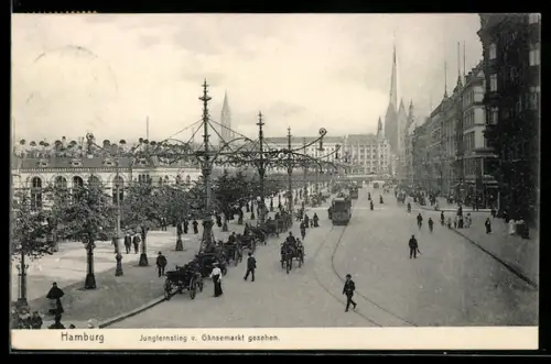 AK Hamburg-Neustadt, Jungfernstieg vom Gänsemarkt gesehen