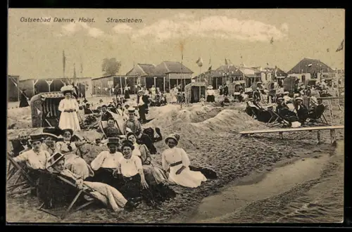 AK Dahme /Holst., Strandleben, mit Gebäuden