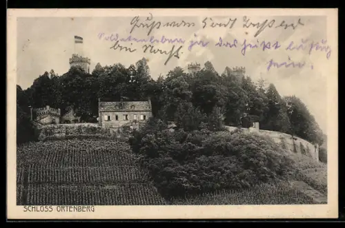 AK Ortenberg, Schloss Ortenberg aus der Vogelschau