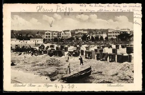 AK Binz a. Rügen, Strandleben und Ortspanorama