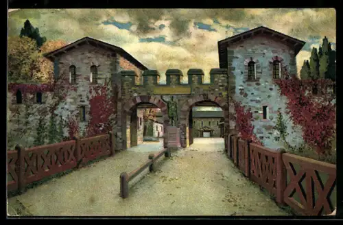 Künstler-AK Saalburg, Porta decumana