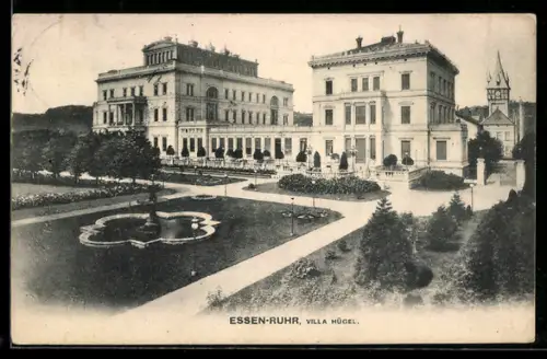 AK Essen-Ruhr, Villa Hügel mit Anlagen aus der Vogelschau