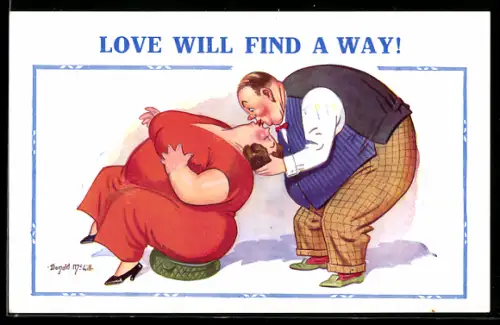 Künstler-AK Donald McGill: Love will find a way!
