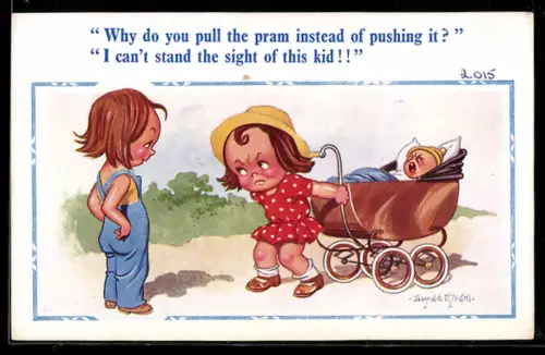 Künstler-AK Donald McGill: Why do you pull the pram...?