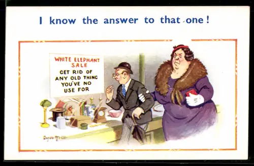 Künstler-AK Donald McGill: I know the answer to that one!