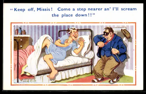 Künstler-AK Donald McGill: Keep off, Missis!
