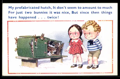 Künstler-AK Donald McGill: My prefabricated hutch, It don`t seeem to amount to much