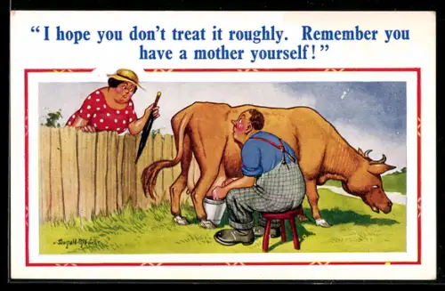 Künstler-AK Donald McGill: I hope you don`t treat it roughly