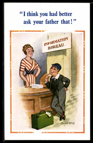 Künstler-AK Donald McGill: Junge am Empfang