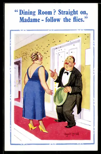 Künstler-AK Donald McGill: Betrunkener spricht Frau an