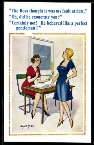 Künstler-AK Donald McGill: Oh, did he exonerate you?