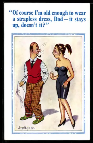 Künstler-AK Donald McGill: Vater spricht mit der Tochter