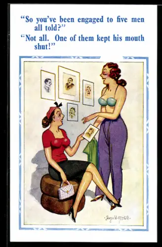 Künstler-AK Donald McGill: One of them kept his mouth shut!