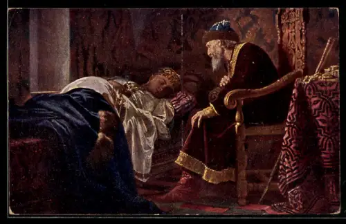 Künstler-AK sign. Repin: Kranke Prinzessin, Russische Kunst