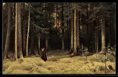 Künstler-AK sign. I. I. Chichkine: Dans le forêt, Russische Kunst