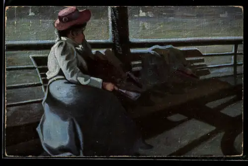 Künstler-AK sign. V. K. Eschkitschevitsch: Mondschein-Träume, Russische Kunst