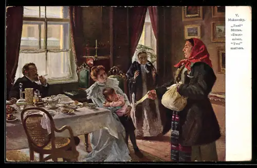 Künstler-AK sign. V. Makowsky: Zwei Mütter, Russische Kunst