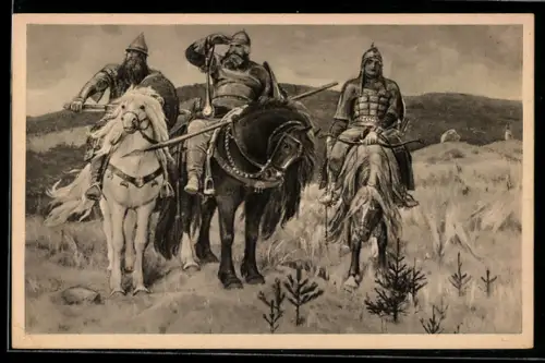 Künstler-AK sign. W. Wassnezov: Hünen, Russische Kunst