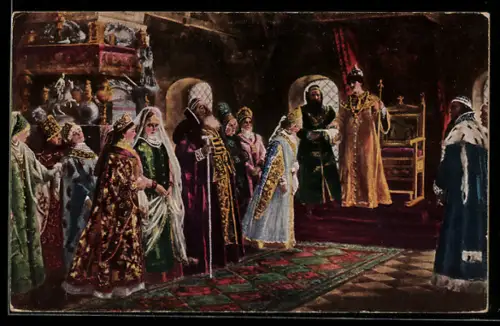 Künstler-AK sign. C. Makowsky: Brautschau