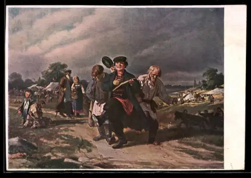 Künstler-AK sign. Korsoukhine: Retour d`une foire, Russische Kunst